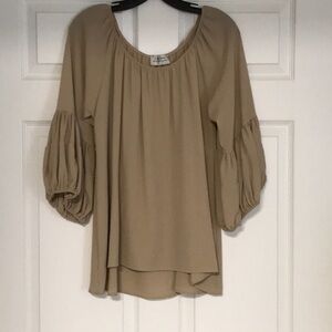 Tan Blouse with Balloon Sleeves 20-24 inches long